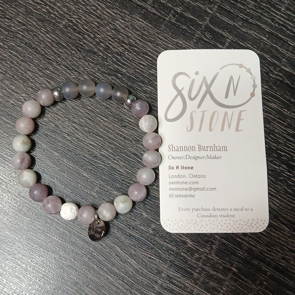 Amethyst & Natural Stone Beaded Bracelet - Designer Six N Stone - Picture 1 of 13